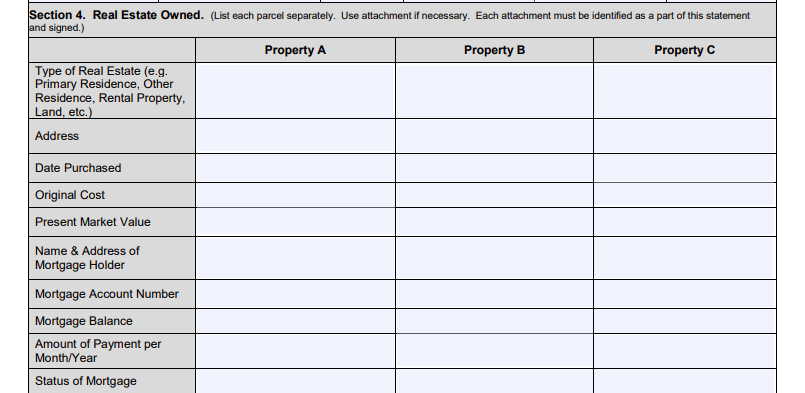 sba form 413 section 4